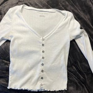 long sleeve American eagle button up tee